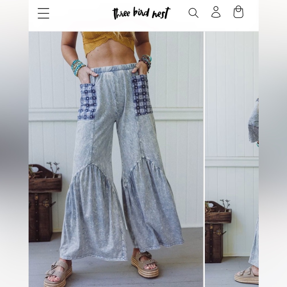 J. HER Blue Patchwork Pants from Three Birds Nest